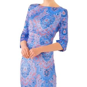 NWT Cotton Spandex Jersey Corset Dress - Blue Paisley - sz XL